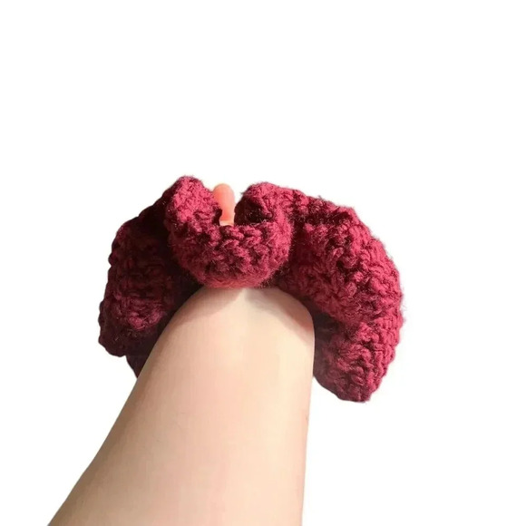 GIANT Oversized Crochet Scrunchie Hair Accessories Burgundy Handmade Coquette - Picture 2 of 7